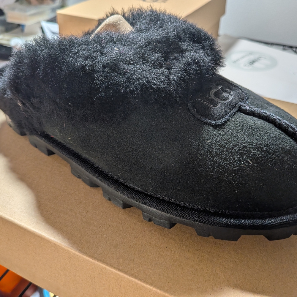UGG Black Coquette Shearling Slip-On Mule